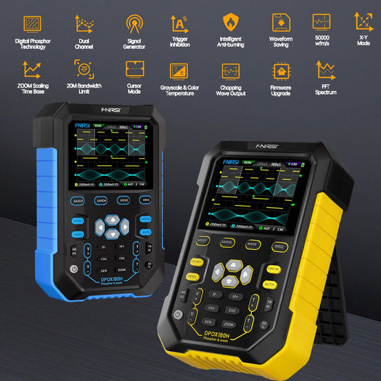 DPOX180H Handheld Dual Channel Digital Oscilloscope 180MHz Function Signal Generator Blue(2) - FN - DPOX180H - OSCP - BEU - Fnirsi - ALTWAYLAB