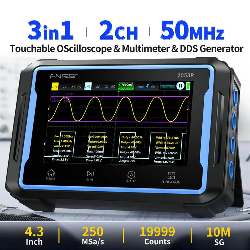 Load image into Gallery viewer, FNIRSI 2C53P 3 - in - 1 Dual Channel Tablet Oscilloscope Multimeter Function Generator (1) - FN - 2C53P - DCHTO - M - FG - FNIRSI - ALTWAYLAB
