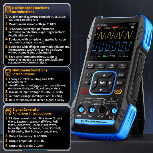 FNIRSI 2C53T Upgraded 3 - IN - 1 Oscilloscope Multimeter Signal Generator (3) - FN - 2C53T - OMSG - ST - FNIRSI - ALTWAYLAB