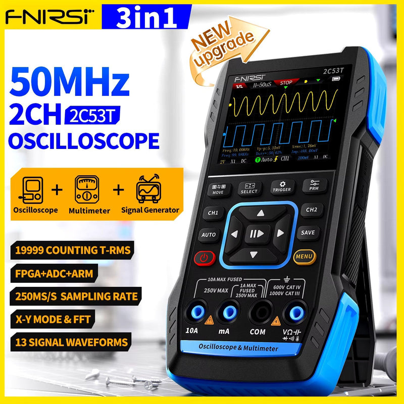 Load image into Gallery viewer, FNIRSI 2C53T Upgraded 3 - IN - 1 Oscilloscope Multimeter Signal Generator (2) - FN - 2C53T - OMSG - ST - FNIRSI - ALTWAYLAB
