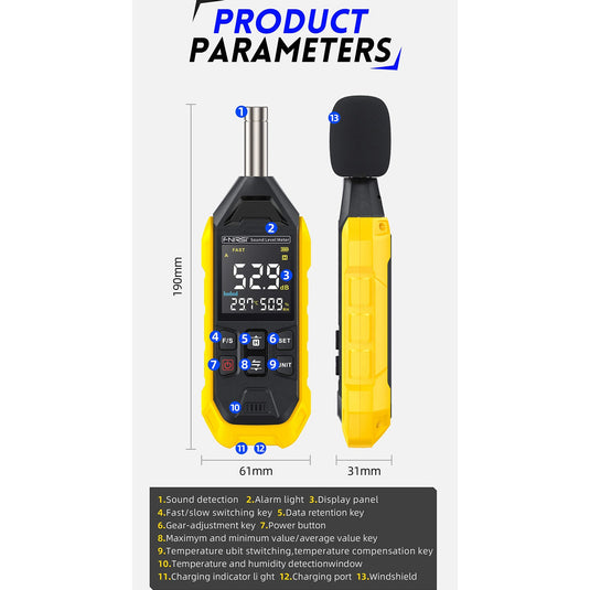 FNIRSI FDM01 High - precision Digital Noise Decibel Meter Blue(12) - FN - FDM01 - DHSLM - BU - Fnirsi - ALTWAYLAB