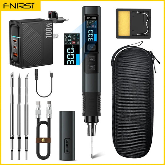 FNIRSI HS - 02 Intelligent Soldering Iron HS - 02B / 3 Tips / 100W PD GaN Fast Charger / C2C PD Charging Cable(17) - FNIRSI - ALTWAYLAB