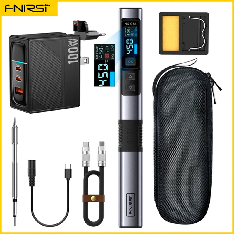 Load image into Gallery viewer, FNIRSI HS - 02 Intelligent Soldering Iron HS - 02A / Host / 100W PD GaN Fast Charger / C2C PD Charging Cable(14) - FNIRSI - ALTWAYLAB
