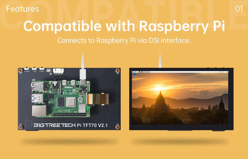 Load image into Gallery viewer, BIGTREETECH PI TFT43 / TFT50 / TFT70 V2.1 Touch Screen For Raspberry Pi BIGTREETECH PITFT50 v2.1(8) - 1040000043 - BIGTREETECH - ALTWAYLAB

