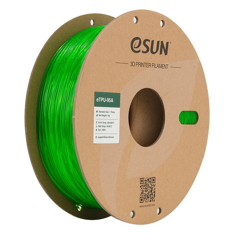 Load image into Gallery viewer, eSUN TPU-95A Filament, 1.75mm, 1000g, paper spool Transparent Green(12) - eTPU-95A-P175GG1 - ESUN - ALTWAYLAB
