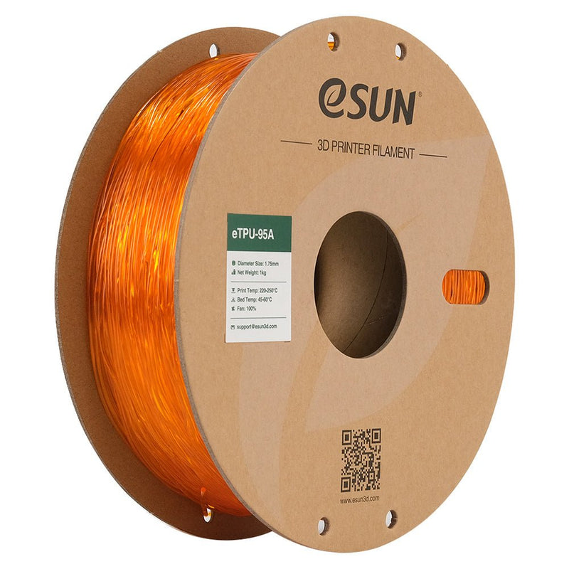 Load image into Gallery viewer, eSUN TPU-95A Filament, 1.75mm, 1000g, paper spool Transparent Orange(13) - eTPU-95A-P175GO1 - ESUN - ALTWAYLAB
