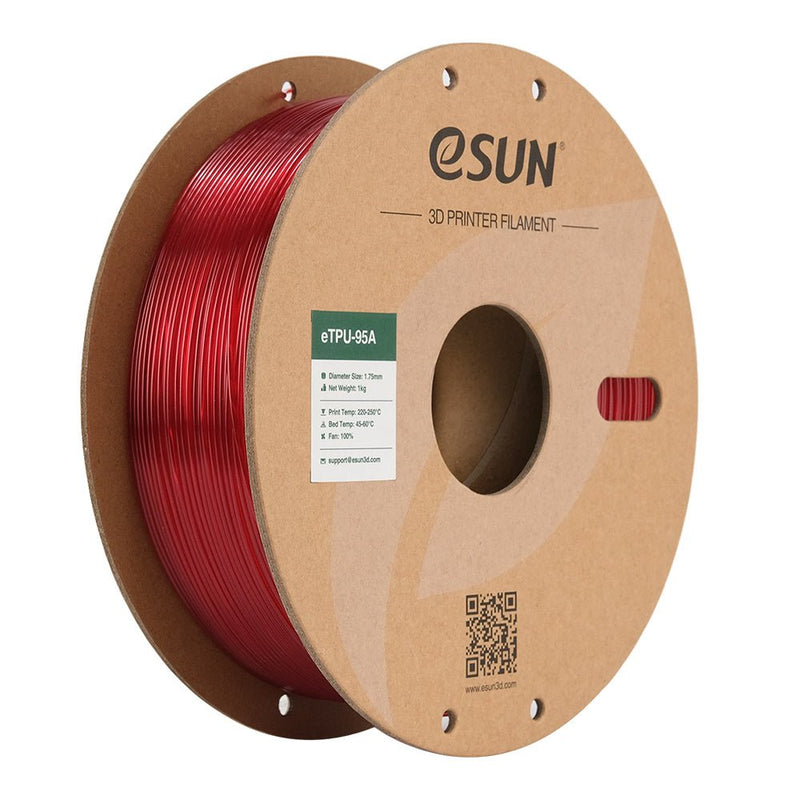 Load image into Gallery viewer, eSUN TPU-95A Filament, 1.75mm, 1000g, paper spool Transparent Red(16) - eTPU-95A-P175GR1 - ESUN - ALTWAYLAB

