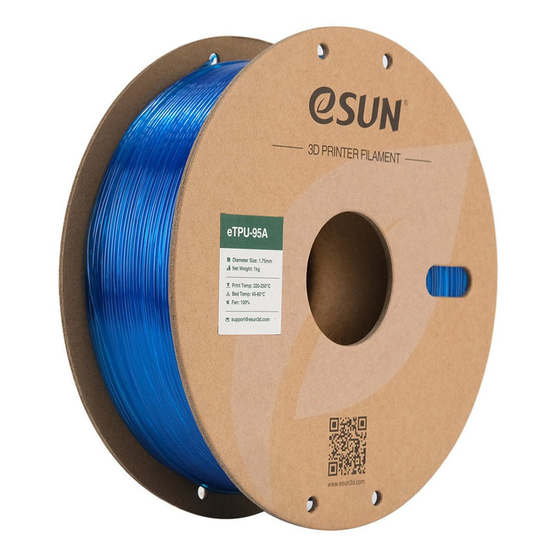 Load image into Gallery viewer, eSUN TPU-95A Filament, 1.75mm, 1000g, paper spool Transparent Blue(11) - eTPU-95A-P175GU1 - ESUN - ALTWAYLAB
