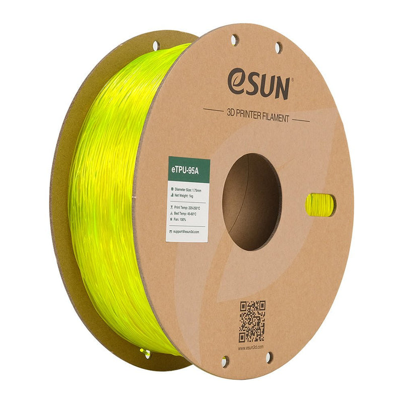 Load image into Gallery viewer, eSUN TPU-95A Filament, 1.75mm, 1000g, paper spool Transparent Yellow(17) - eTPU-95A-P175GY1 - ESUN - ALTWAYLAB
