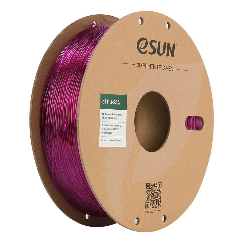 Load image into Gallery viewer, eSUN TPU-95A Filament, 1.75mm, 1000g, paper spool Transparent Purple(15) - eTPU-95A-P175GZ1 - ESUN - ALTWAYLAB
