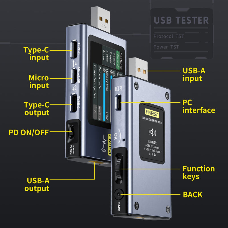 Load image into Gallery viewer, FNIRSI-FNB58 USB Tester Voltmeter Ammeter TYPE-C Fast Charge Detection Trigger Capacity Measurement Without Bluetooth(2) - FN-FNB58-USB-TSTR-NBT - Fnirsi - ALTWAYLAB
