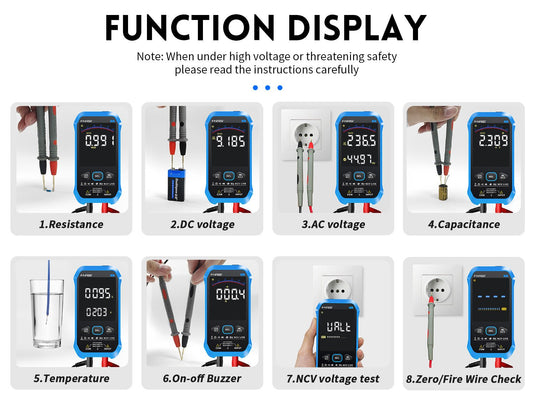 FNIRSI S1 Smart Digital Multimeter 9999 counts AC DC Voltage Resistance Capacitance Diode NCV (6) - FN-S1-MLTR - Fnirsi - ALTWAYLAB