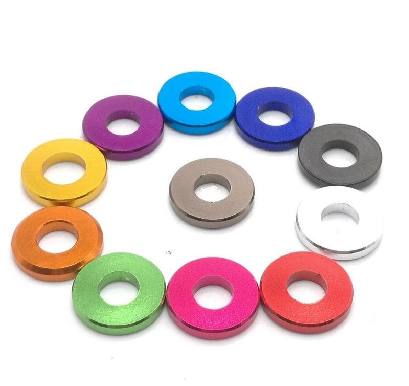 Load image into Gallery viewer, M3 Anodized Aluminum Multi-Color Flat Washer Yellow(1) - LR-M3N-3x6x0.5-YLW - ProRock - ALTWAYLAB
