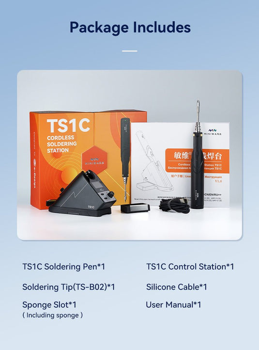 Miniware Cordless Soldering Station TS1C TS1C + TS-B02(19) - MNWTS1C-TSB02 - Miniware - ALTWAYLAB