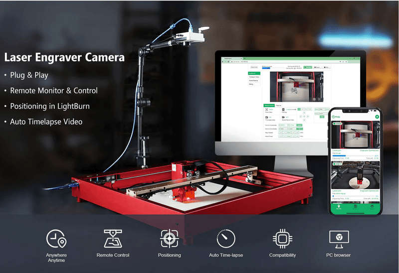 Load image into Gallery viewer, Mintion | Lasercam for Laser Engraver/Cutter | Remote Monitor &amp; Control | Positioning | Fire Detection Mintion Lasercam For Laser Engraver | EU Plug(2) - MIN-LASCAM-EU - Mintion - ALTWAYLAB

