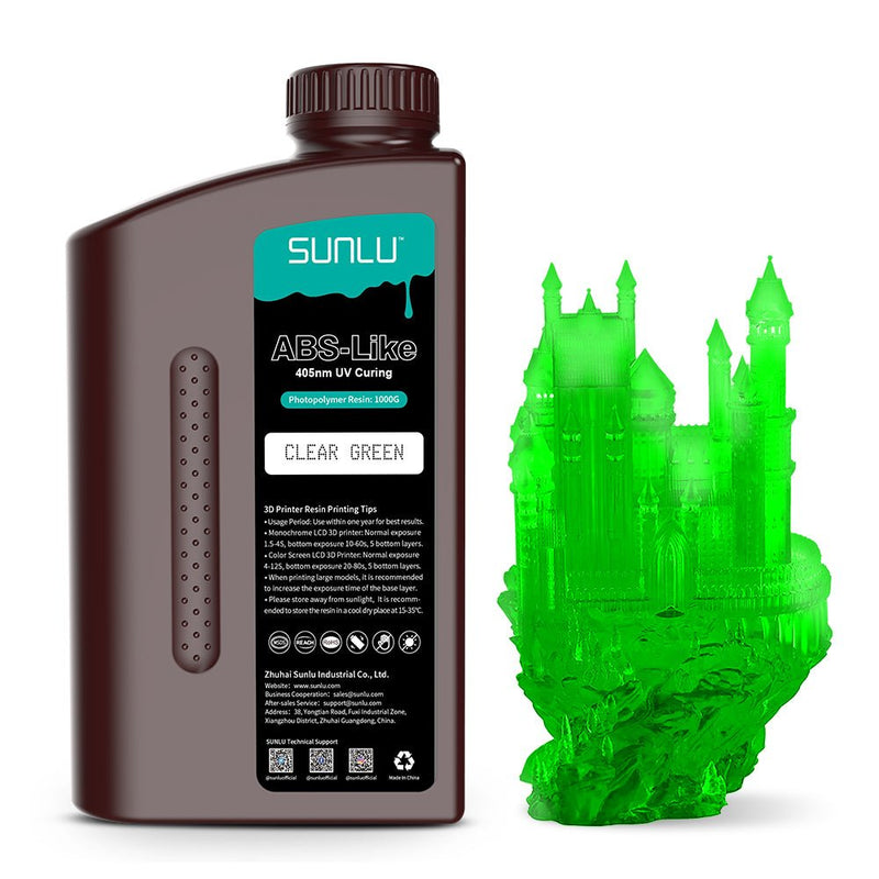 Load image into Gallery viewer, SUNLU ABS-Like 3D Printer Rapid Resin Clear Green(4) - SUNABSLRCLG1 - SUNLU - ALTWAYLAB
