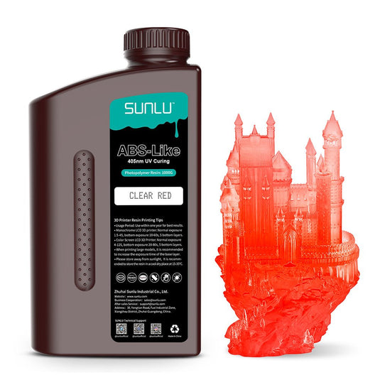 SUNLU ABS-Like 3D Printer Rapid Resin Clear Red(5) - SUNABSLRCLR1 - SUNLU - ALTWAYLAB