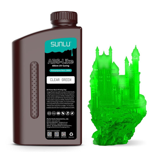 SUNLU Water Washable LCD UV-Curing Resin Clear Green(4) - SUNWWRCLG1 - SUNLU - ALTWAYLAB