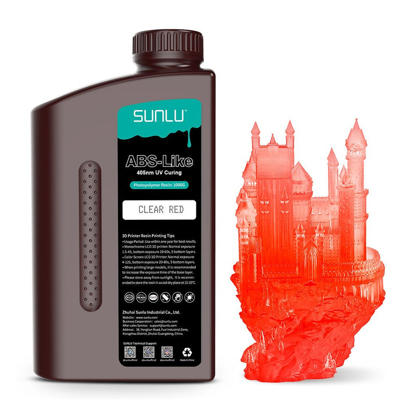 Load image into Gallery viewer, SUNLU Water Washable LCD UV-Curing Resin Clear Red(5) - SUNWWRCLR1 - SUNLU - ALTWAYLAB
